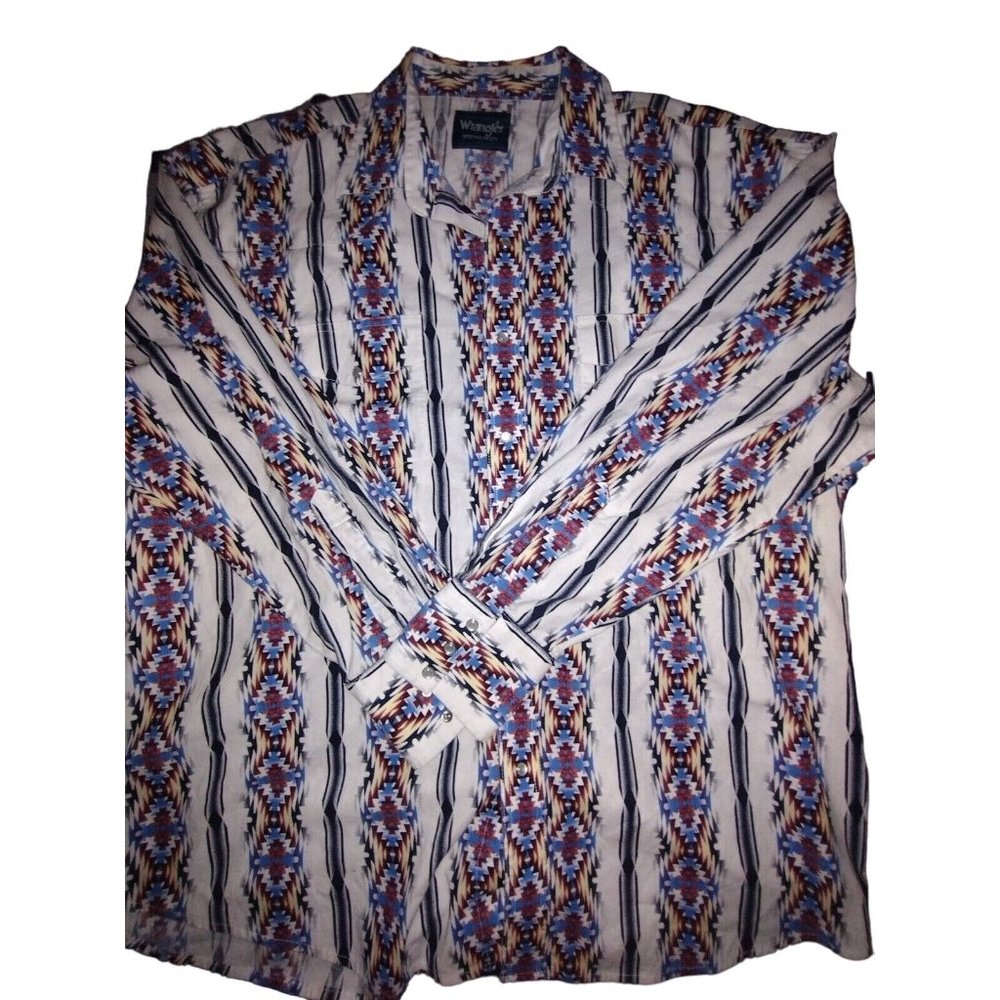 Wrangler Purple Men's Long Sleeve Snap Western Aztec Print Shirt Rodeo XXL